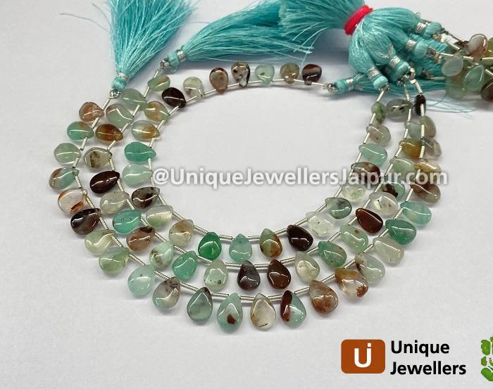 Aqua Chalcedony Smooth Pear Beads