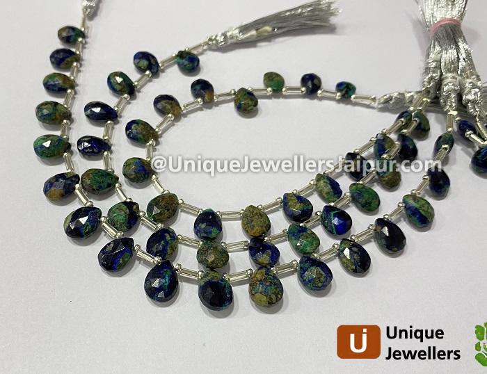 Azurite Malachite Faceted Pear Beads
