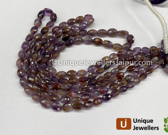 Amethyst Cacoxenite Faceted Oval Beads