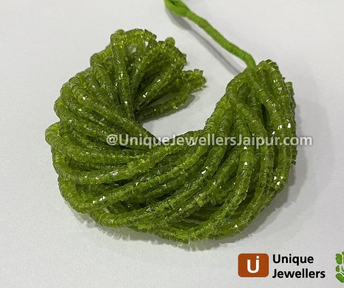 Peridot Faceted Tyre Beads