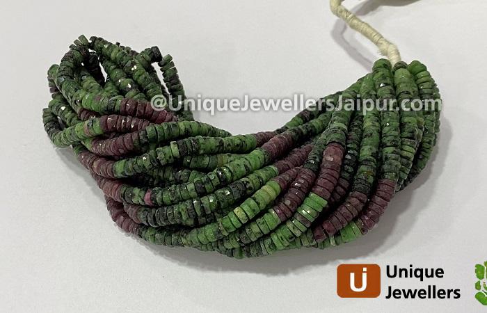 Ruby Zoisite Faceted Tyre Beads