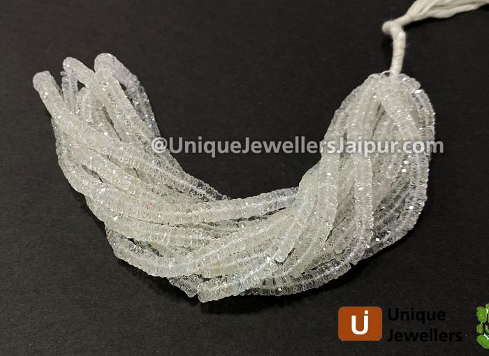 White Topaz Faceted Tyre Beads