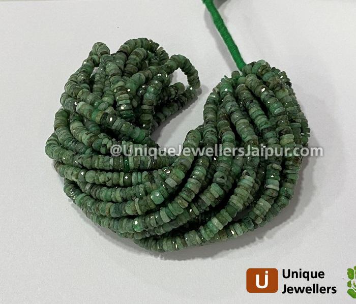 Emerald Faceted Tyre Beads