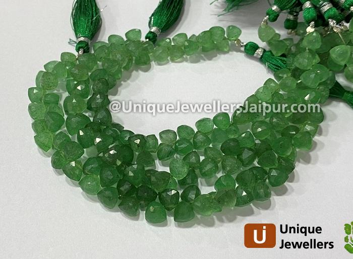 Green Strawberry Quartz Faceted Trillion Beads