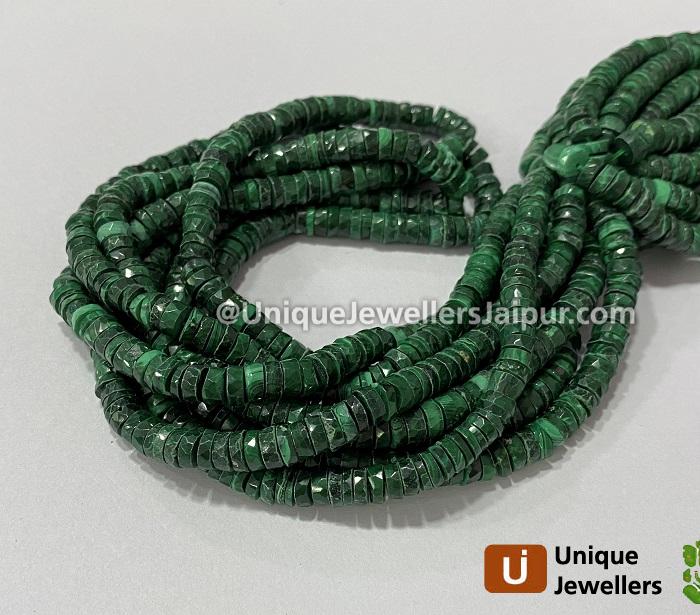 Malachite Faceted Tyre Beads