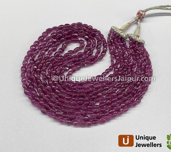 Natural Ruby Smooth Oval Beads