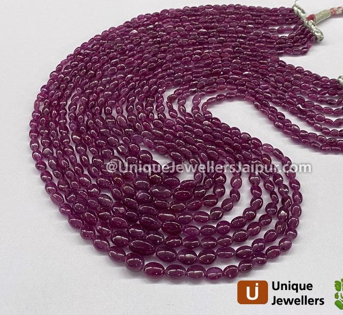 Natural Ruby Smooth Oval Beads