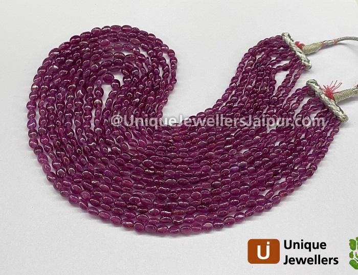 Natural Ruby Smooth Oval Beads