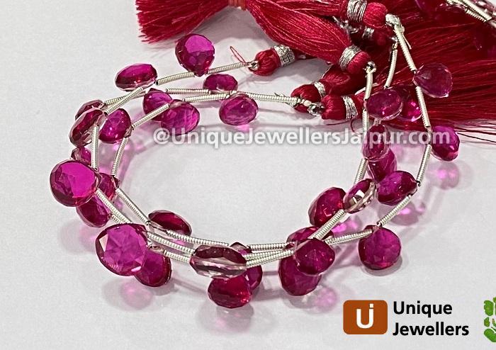 Rubellite Crystal Doublet Faceted Heart Beads