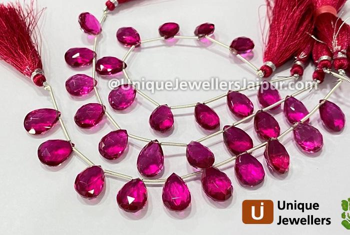 Rubellite Crystal Doublet Faceted Pear Beads