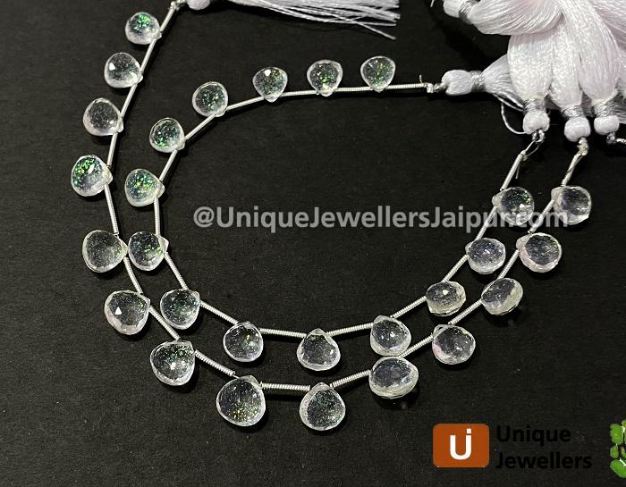 Ethiopian Opal Crystal Doublet Faceted Heart Beads