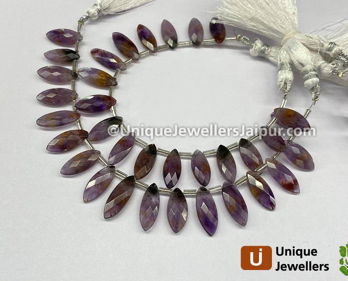 Amethyst Cacoxenite Faceted Markis Beads