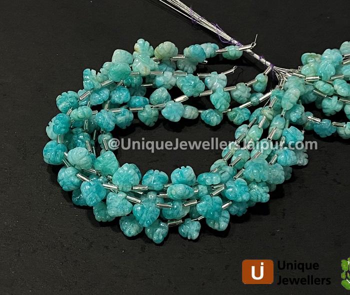 Amazonite Shaded Carved Maple Leaf Beads