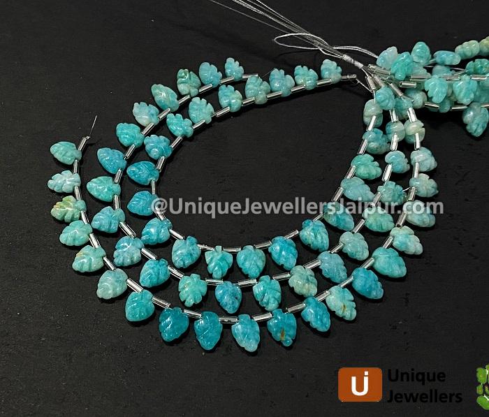 Amazonite Shaded Carved Shield Pear Beads