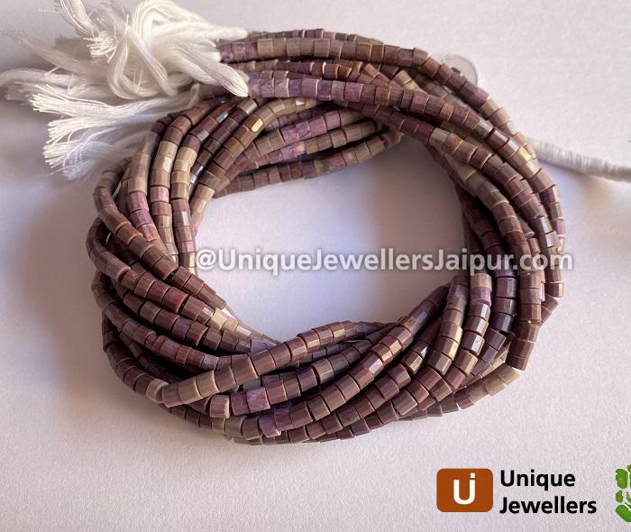 Lavender Jade Shaded Step Cut Tyre Beads