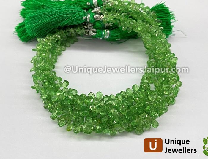 Basil Green Tsavorite Faceted Pear Beads