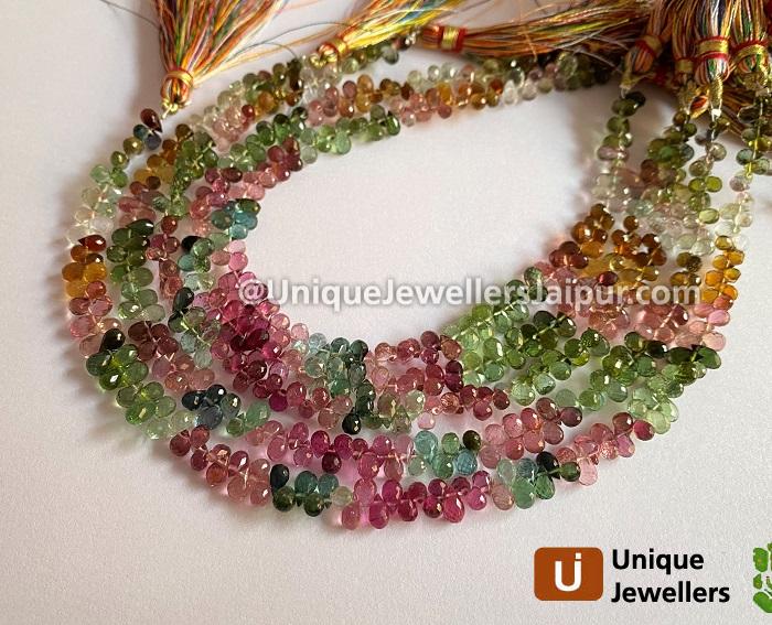 Tourmaline Faceted Drops Beads