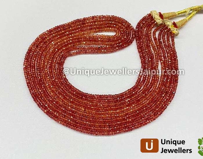 Reddish Orange Songea Sapphire Faceted Roundelle Beads