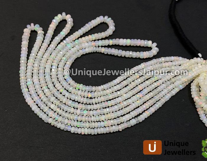 White Ethiopian Opal Faceted Roundelle Beads