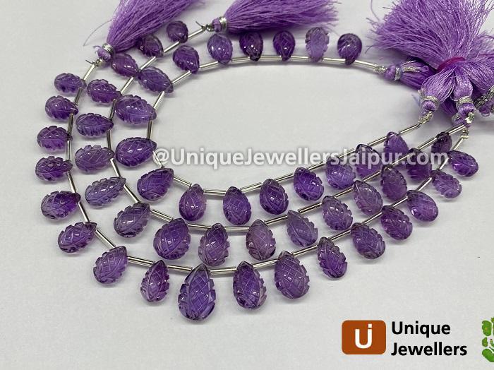 Amethyst Crown Carved Pear Beads