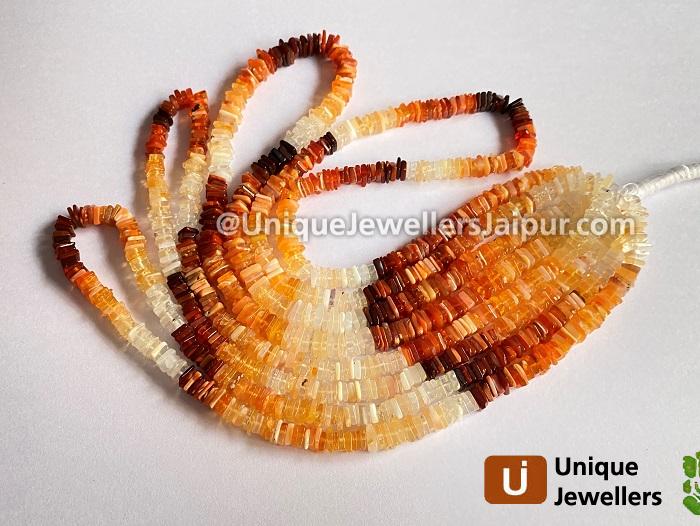 Fire Opal Smooth Heishi Square Beads