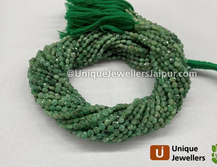 Emerald Faceted Coin Beads