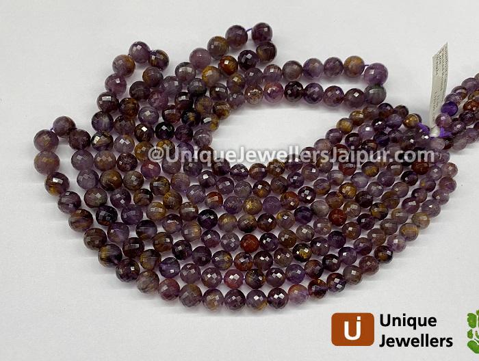 Amethyst Cacoxenite Faceted Round Beads