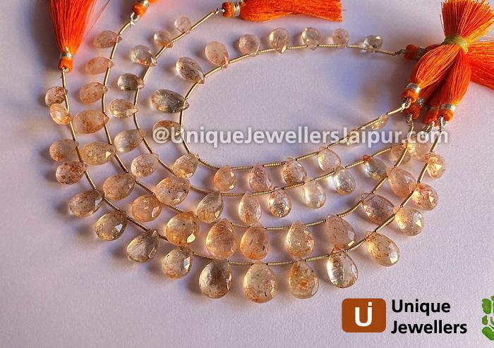 Sunstone Faceted Pear Beads