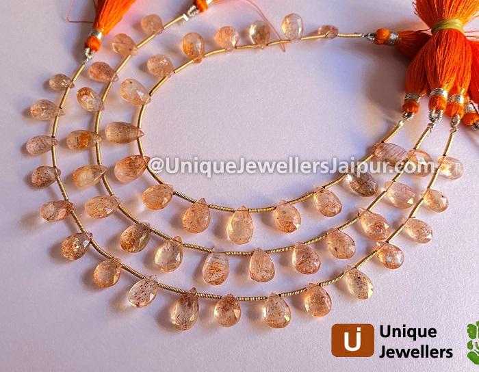 Sunstone Faceted Pear Beads