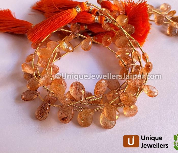 Sunstone Faceted Pear Beads