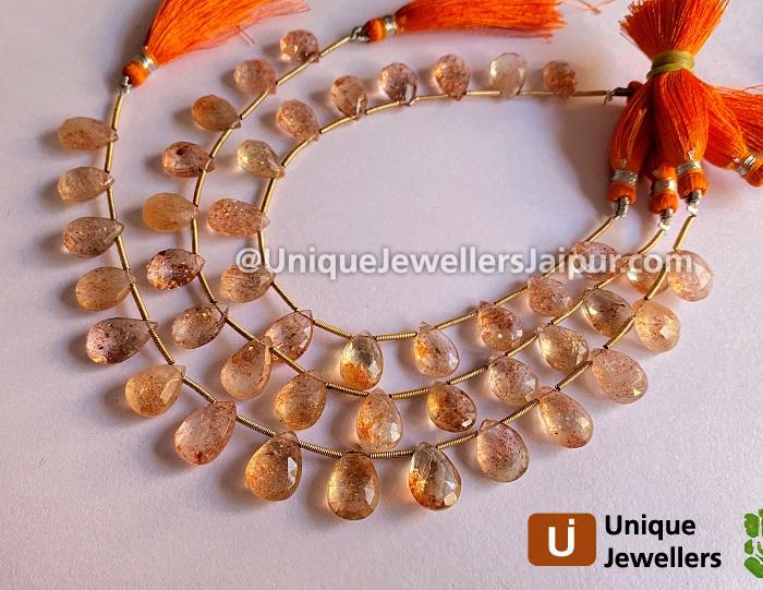 Sunstone Faceted Pear Beads