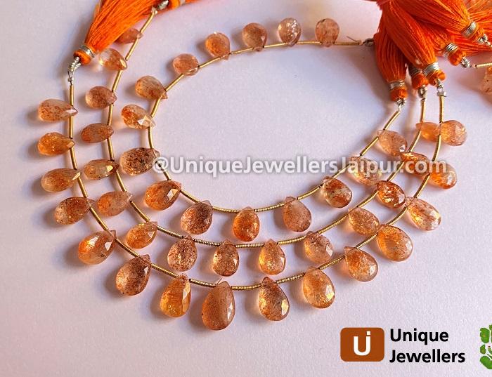 Sunstone Faceted Pear Beads