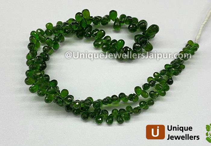 Chrome Diopside Faceted Drops Beads