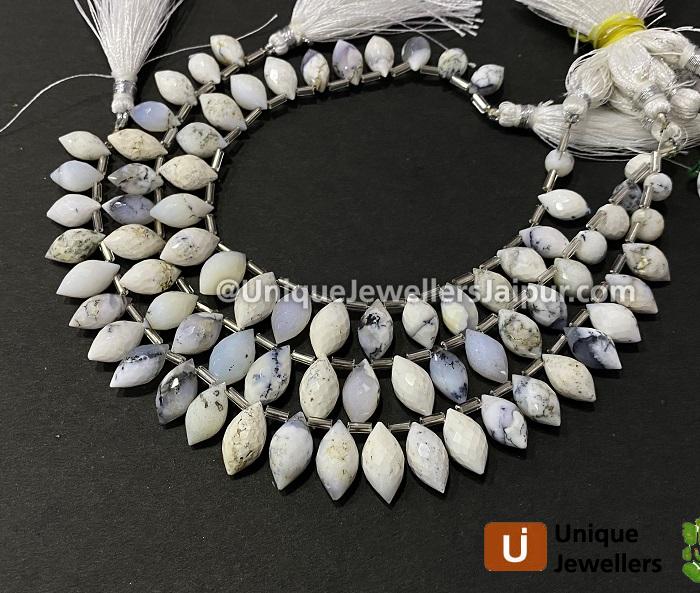 Dendritic opal faceted dew drops Beads