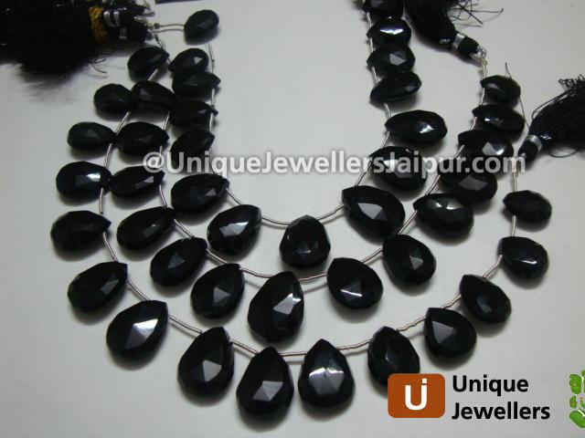 Black Onyx Faceted Pear Beads