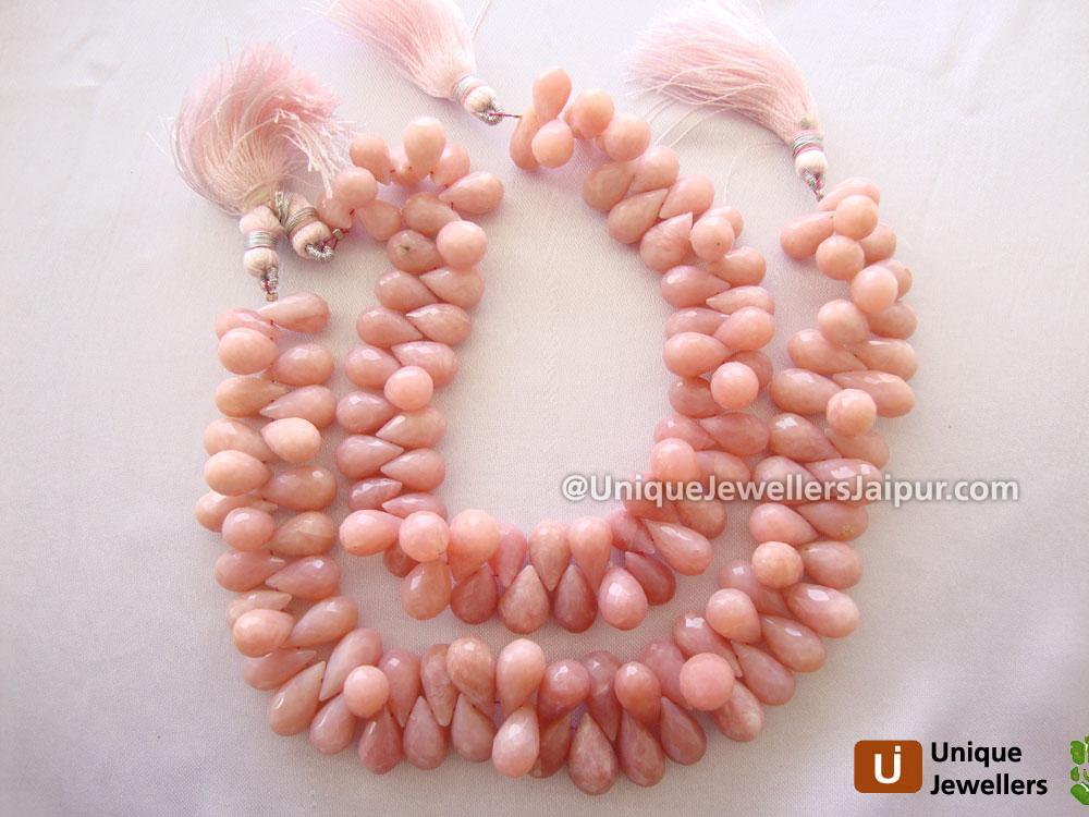 Pink Opel Faceted Drop Beads