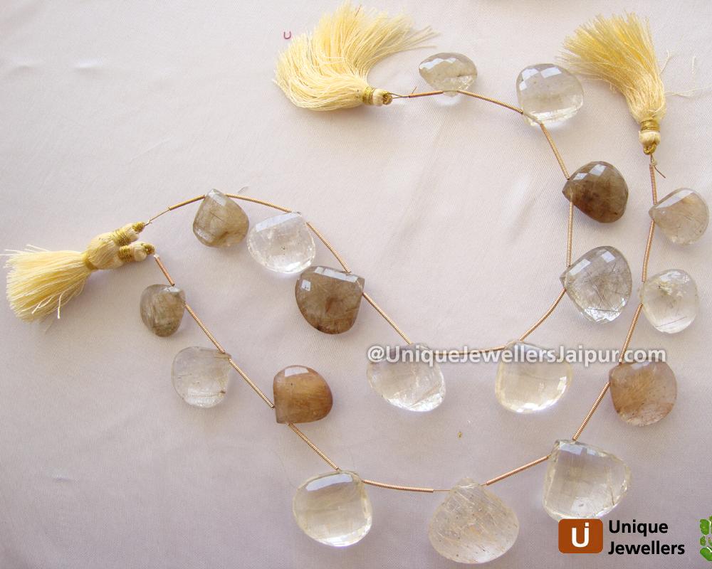Golden Rutail Briollete Heart Beads