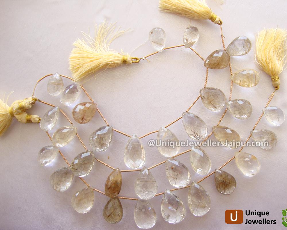 Golden Rutail Briollete Pear Beads
