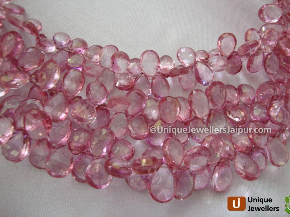 Pink Topaz Faceted Pear Beads