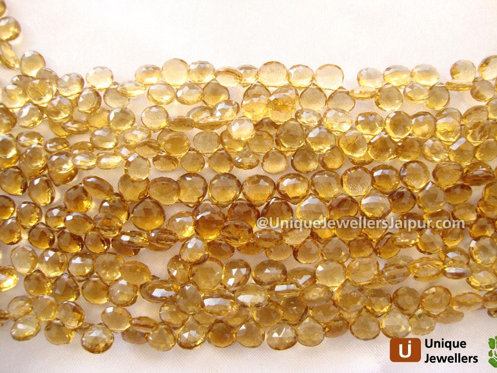 Champagne Quartz Briollete Heart Beads