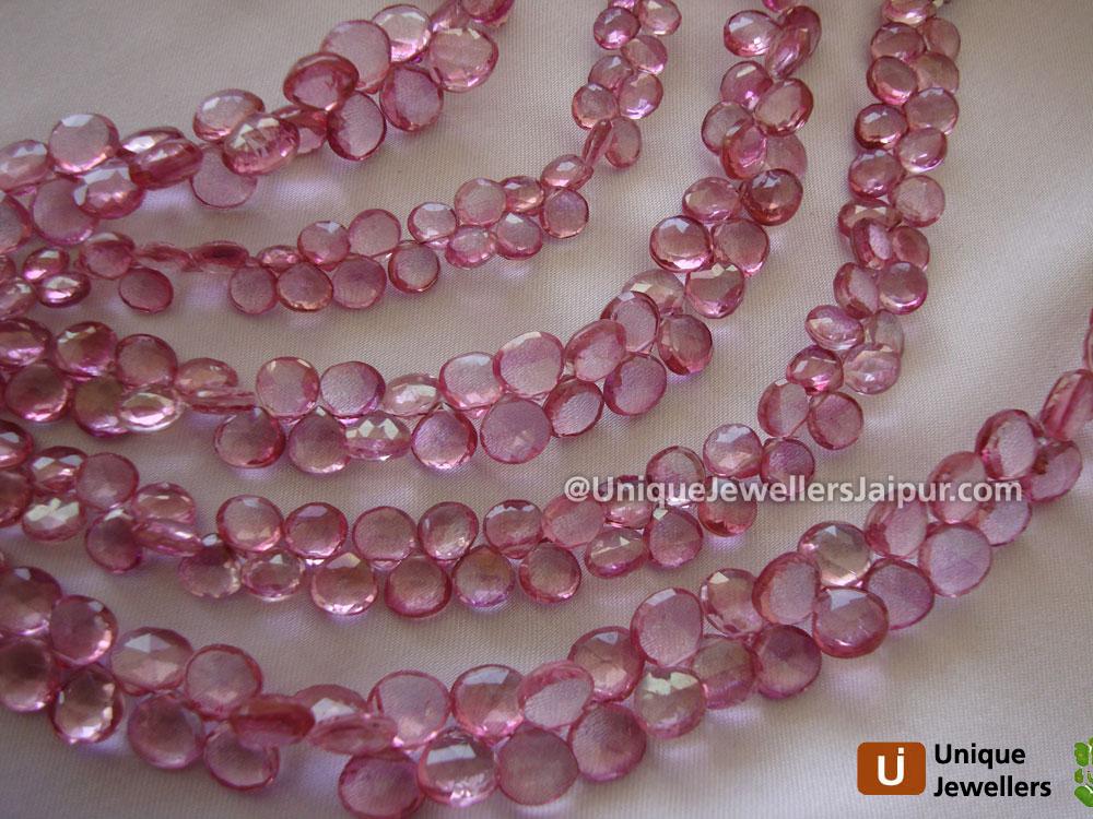 Pink Topaz Faceted Heart Beads