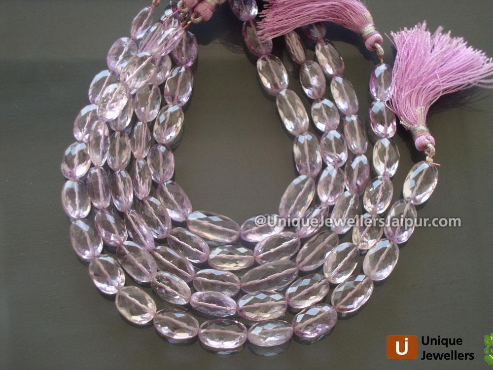 Pink Amethyst Faceted Long Oval Beads