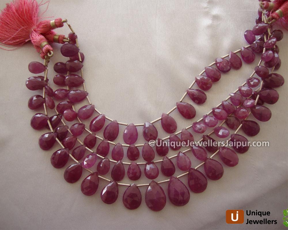 Pink Sapphire Briollete Pear Beads