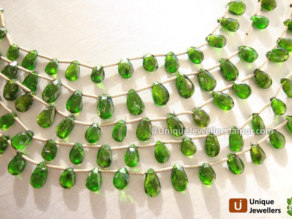 Chrome Diopside Briollete Pear Beads