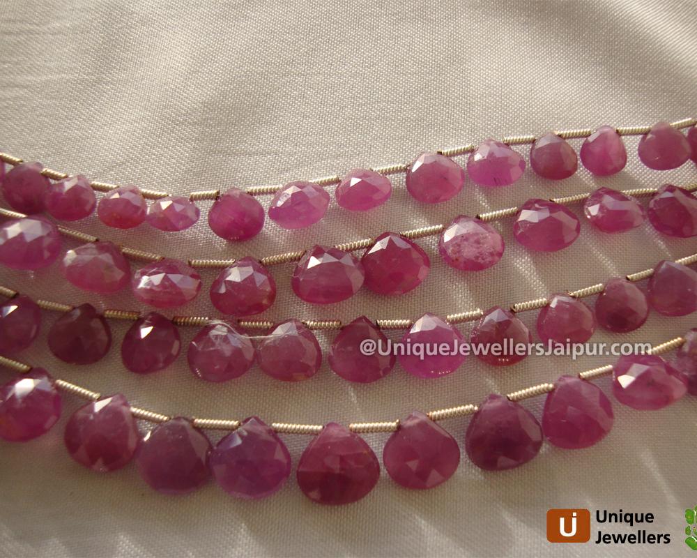 Pink Sapphire Briollete Heart Beads