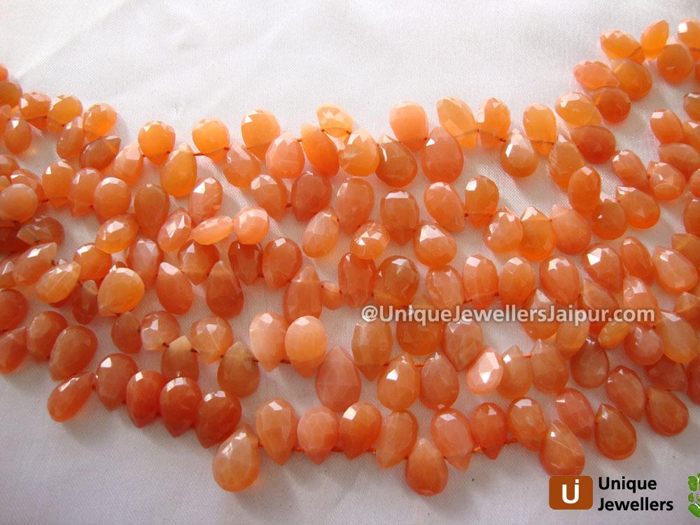 Pink Moonstone Briollete Pear Beads