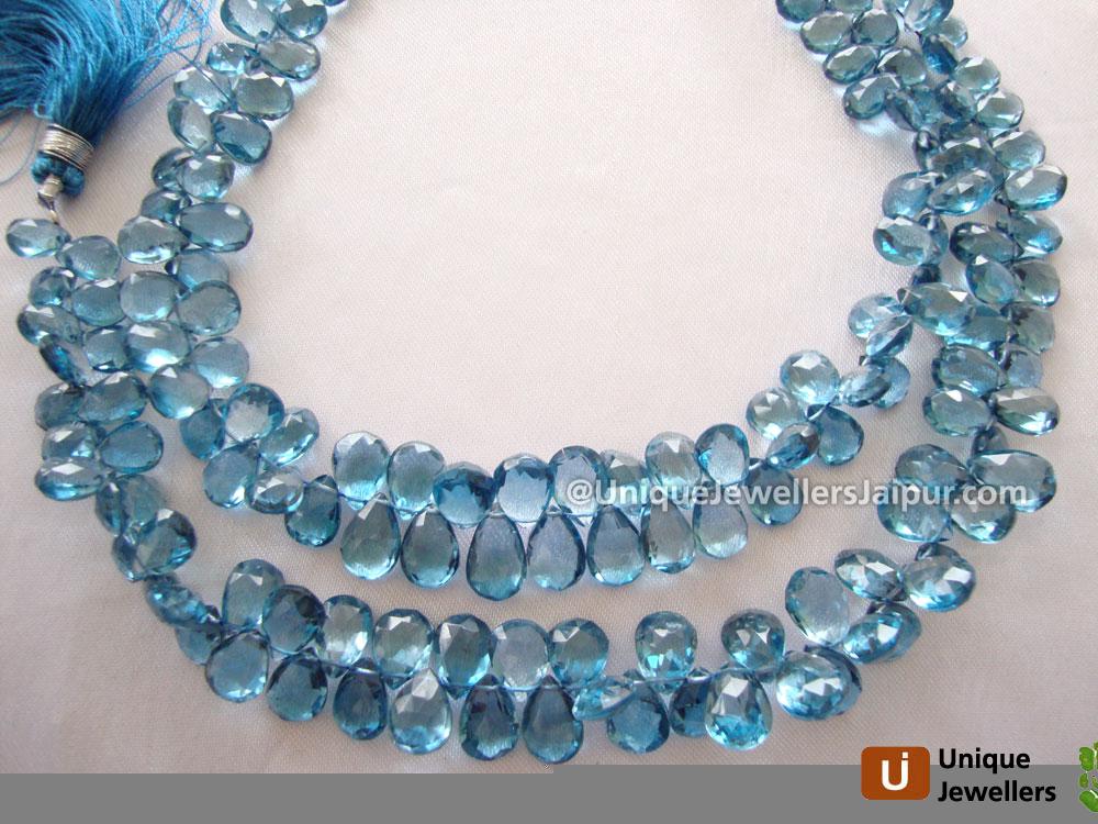 London Blue Topaz Briollete Pear Beads