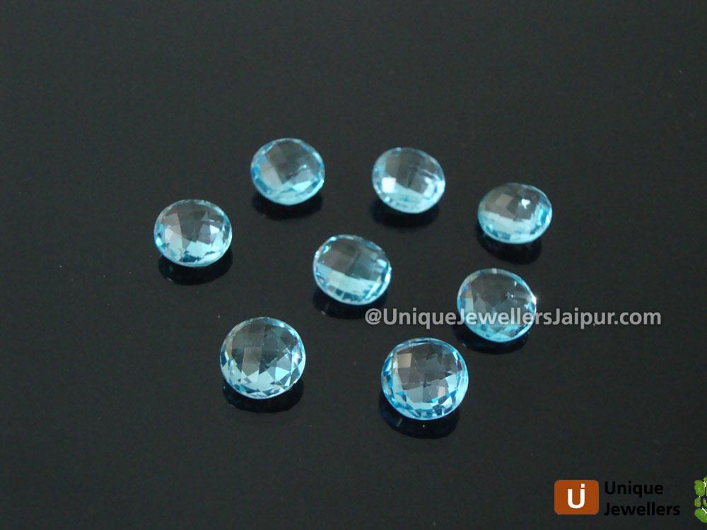 Sky Blue Topaz Briollete Round Beads