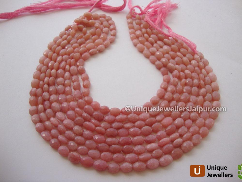 Pink Opel Faceted Oval Beads