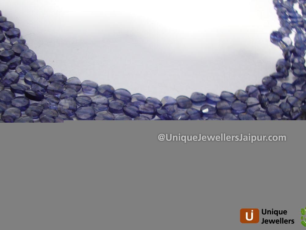 Iolite Faceted Coin Beads